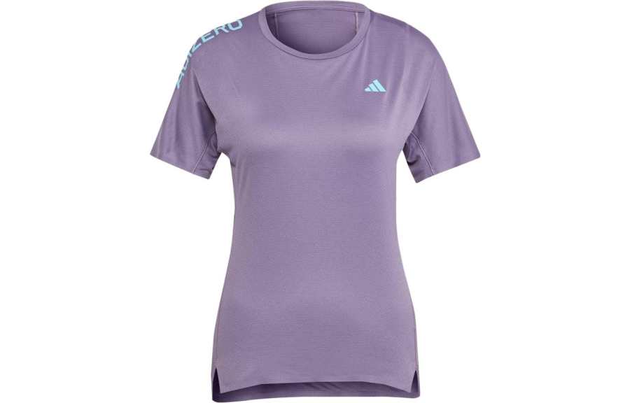 Adidas Adidas T Shirts Women's Dark Purple Crew Neck Moderate Straight Fit