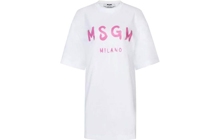 MSGM MSGM Logo print Cotton T shirt Dress