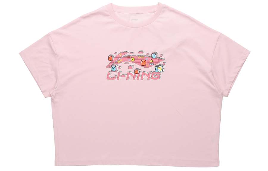 Li-Ning Li Ning Sports Fashion Collection Drop Shoulder Sleeve T Shirt Women's Pink