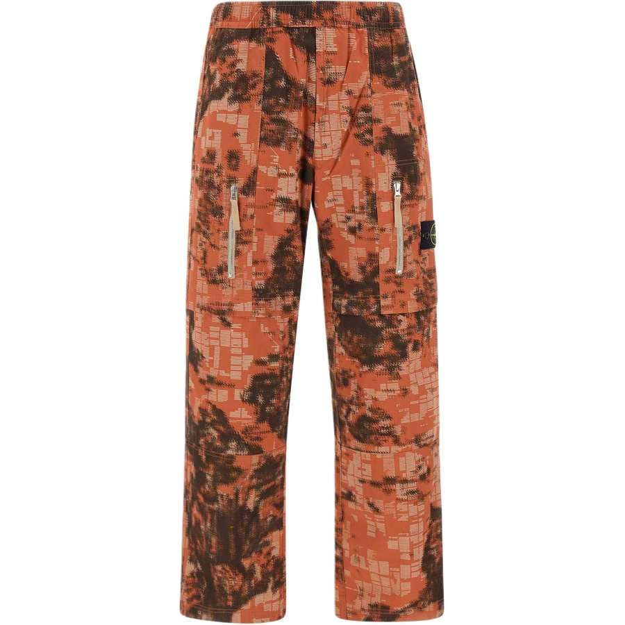 STONE ISLAND Earth Survey Camouflage Collection Casual Pants Men's Orange