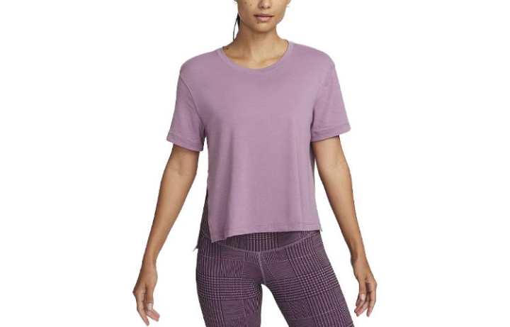 Nike Nike T Shirts Women's Purple Gray Crew Neck Moderate Straight Fit