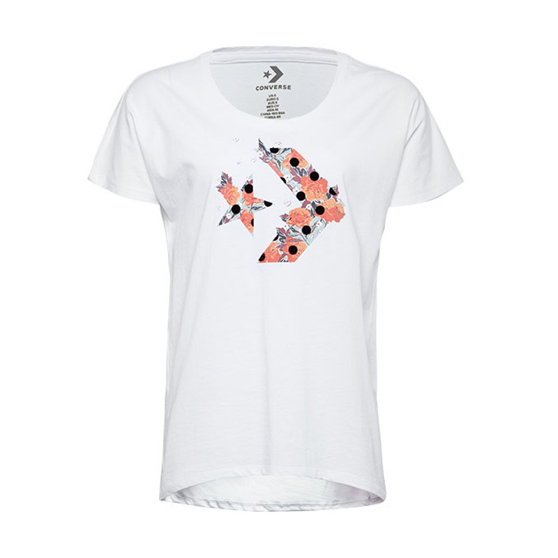 Converse T Shirts Women's White Crew Neck Moderate