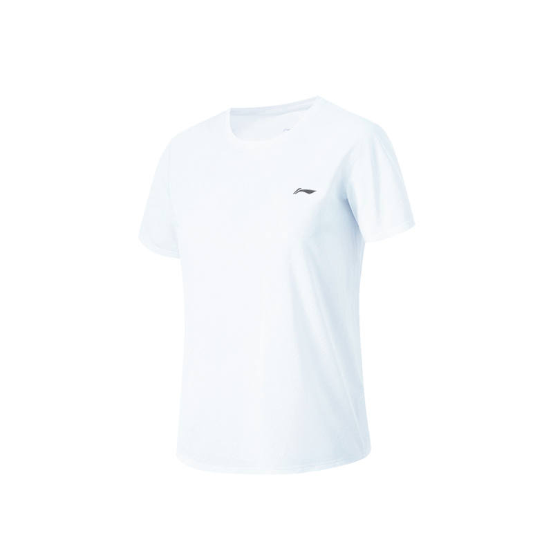 Li-Ning Li Ning T Shirts Women's Blue Crew Neck Moderate Straight Fit