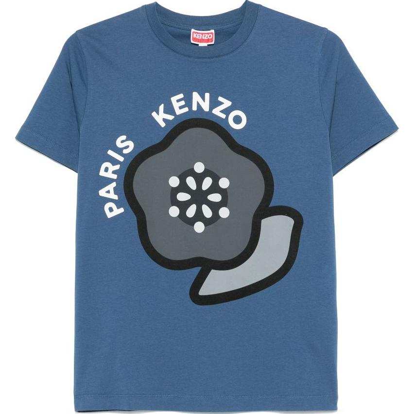 KENZO T Shirt SS25 Logo Print Crew Neck Women's Blue