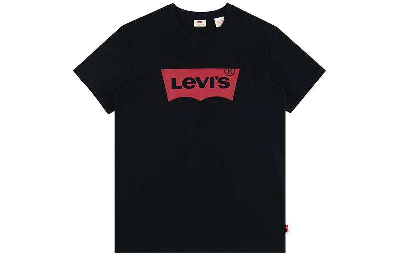 Levis T Shirts Women's Black Crew Neck Moderate Straight Fit