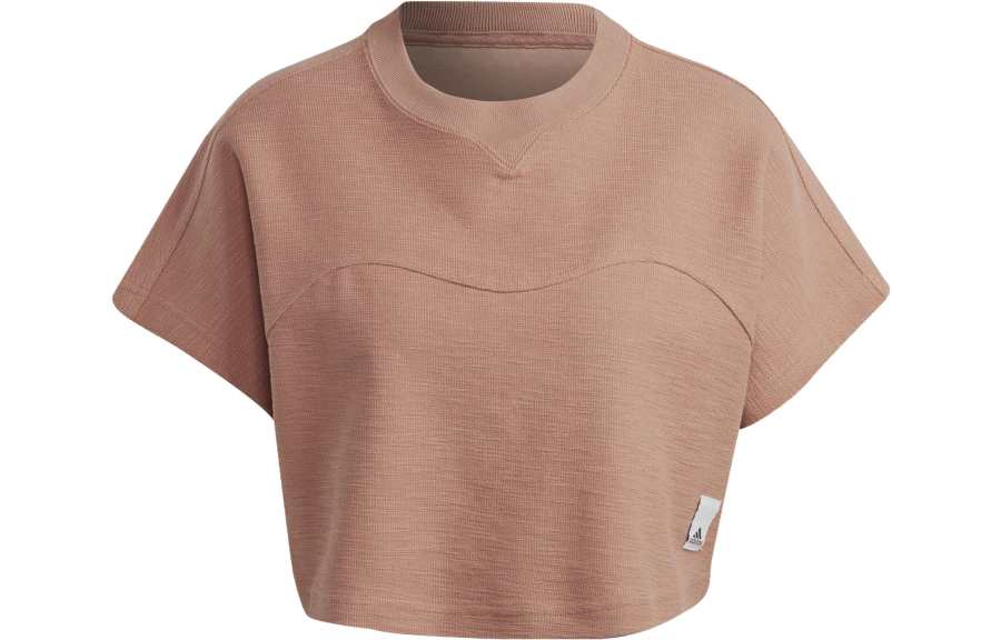 Adidas Adidas Lounge Crop Tops Women's Orange Crew Neck Moderate