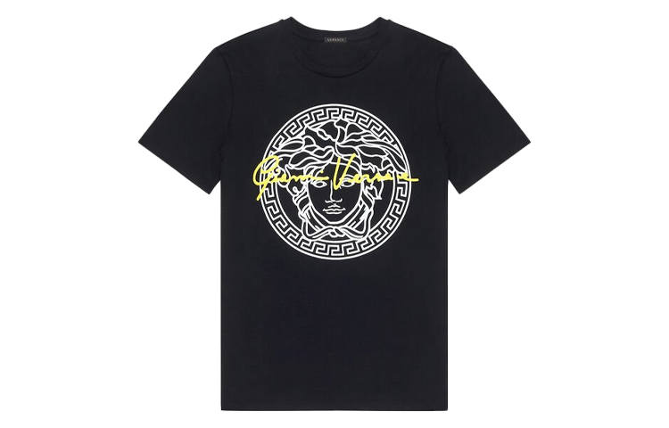 VERSACE T Shirts Women's Black Crew Neck Moderate Straight Fit