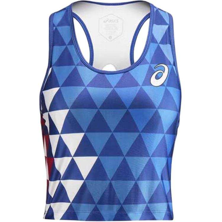 ASICS Tank Tops Women's Blue U Neck Moderate Racerback