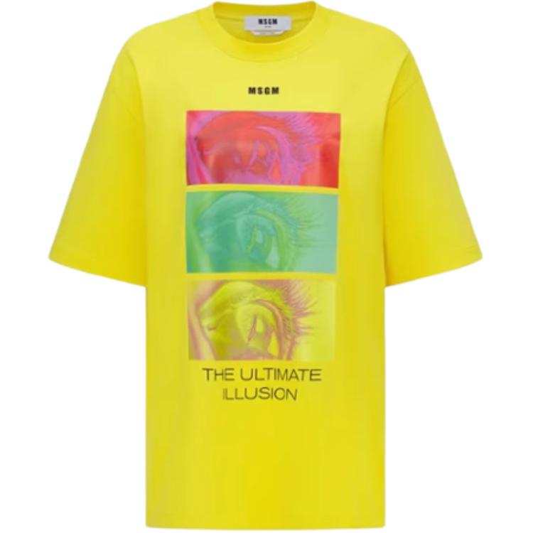 MSGM MSGM T Shirts Women's Yellow Crew Neck Moderate Other