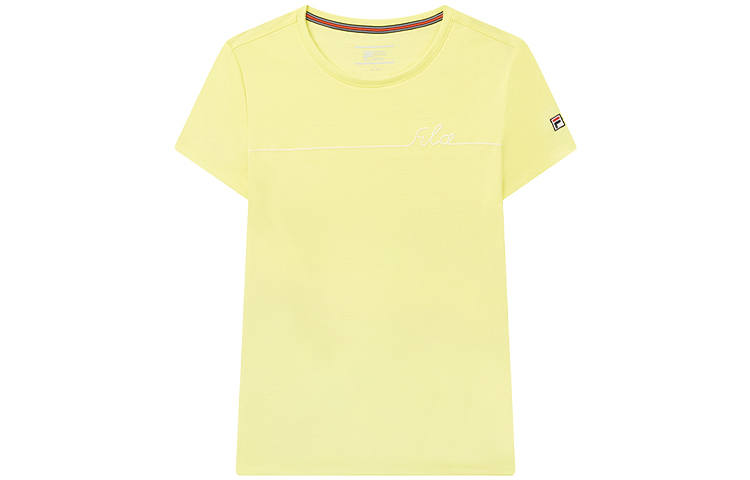 FILA T Shirts Women's Yellow Crew Neck Moderate Straight Fit