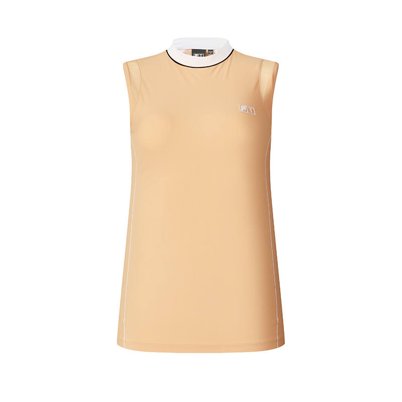 FILA Tank Tops Women's Dark Star Yellow Crew Neck Moderate Straight Fit