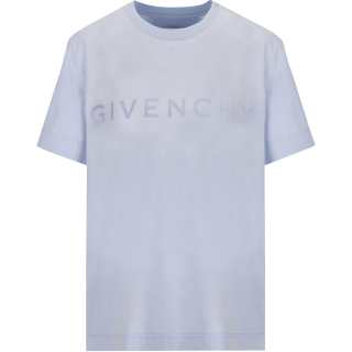 Givenchy T Shirts Women's Blue Crew Neck Moderate Straight Fit