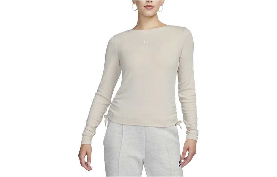 Nike Nike T Shirts Women's Gray Crew Neck Moderate Straight Fit