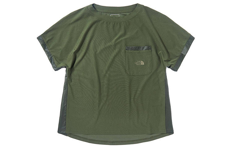 THE NORTH FACE T Shirts Women's Army Green Crew Neck Moderate Straight Fit