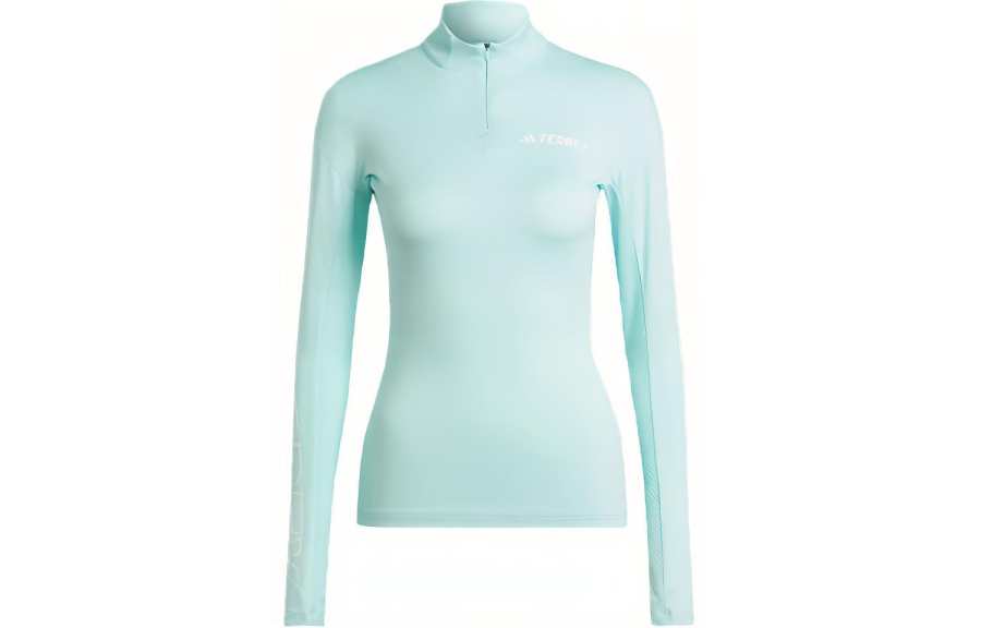 Adidas Adidas T Shirts Women's Light Green Stand Collar Moderate Straight Fit
