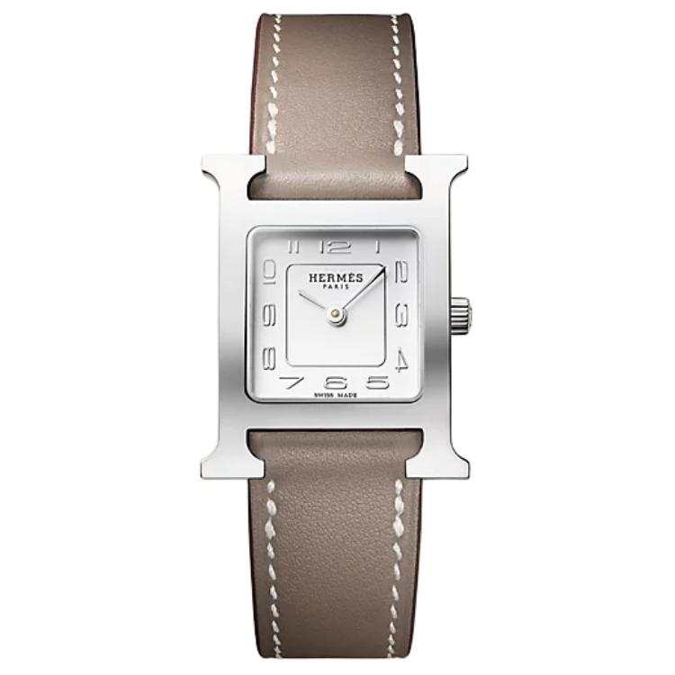 HERMES Wrist Watches Quartz Movement Leather Strap 25mm White Dial Unisex 30m Water Resistant