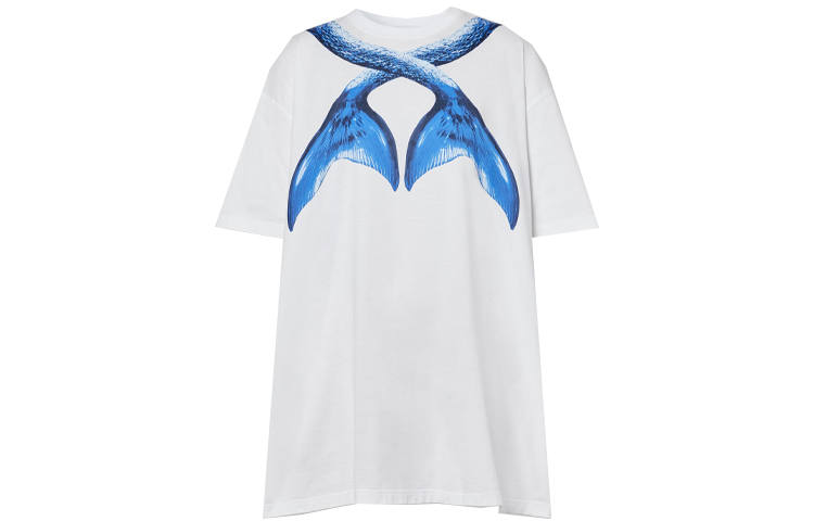 Burberry Oversized Mermaid Tail Print Cotton T Shirt 'White'