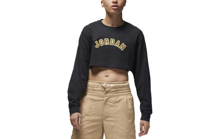 Jordan Jordan T Shirts Women's Black Crew Neck Moderate Straight Fit