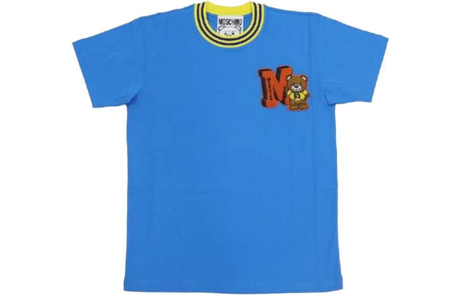 MOSCHINO T Shirts Women's Blue Crew Neck Moderate Straight Fit