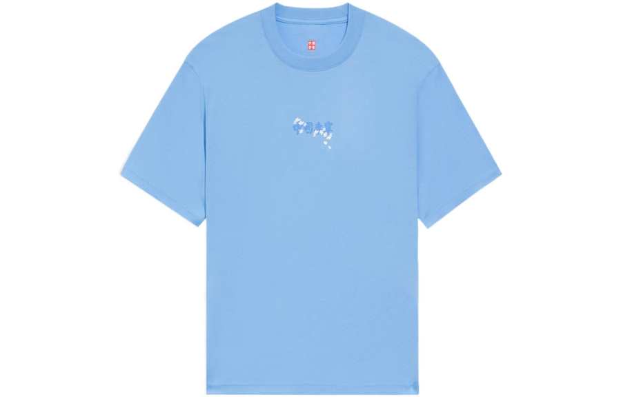 Li-Ning Li Ning T Shirts Women's Blue Crew Neck Moderate Straight Fit