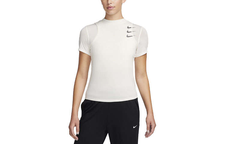 Nike Nike T Shirts Women's White Crew Neck Moderate Straight Fit