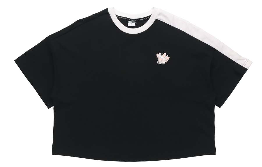 PUMA T Shirts Women's Black Crew Neck Moderate Straight Fit