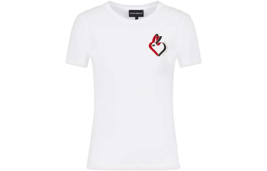 EMPORIO ARMANI T Shirts Women's White Crew Neck Moderate Straight Fit