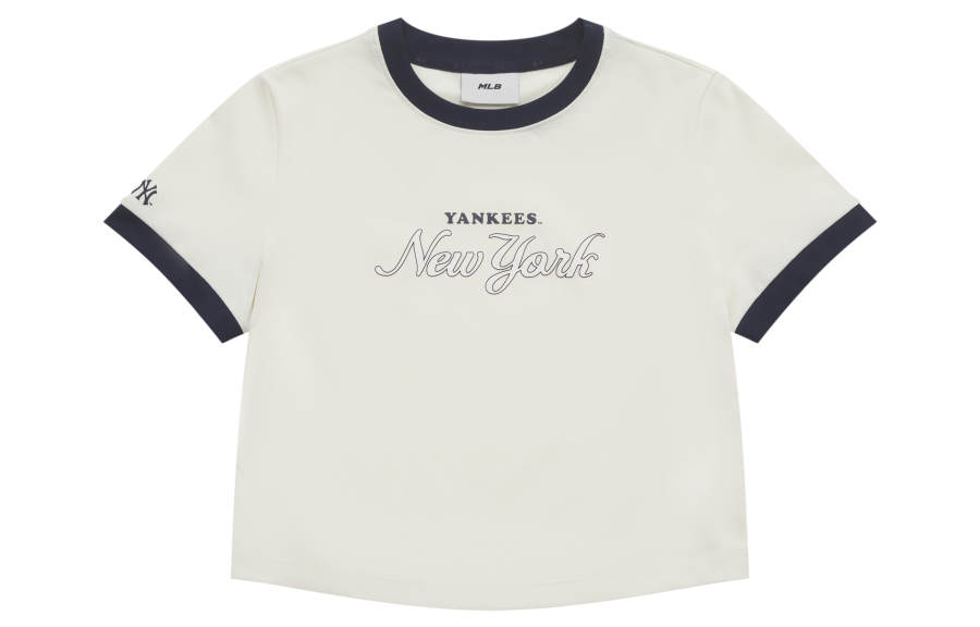 MLB Preppy Style Collection New York Yankees SS25 Regular Sleeve T Shirt Women's Cream