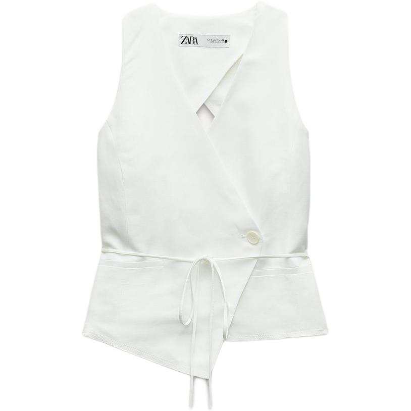 ZARA Tank Tops Women's White V Neck Moderate Other