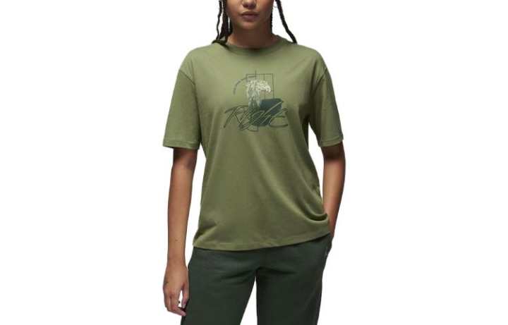 Jordan Jordan Drop Shoulder Sleeve T Shirt Women's Oil Green