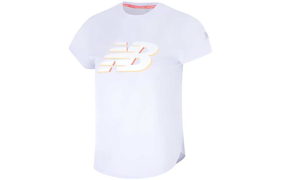 New Balance New Balance T Shirts Women's White Crew Neck Moderate Straight Fit