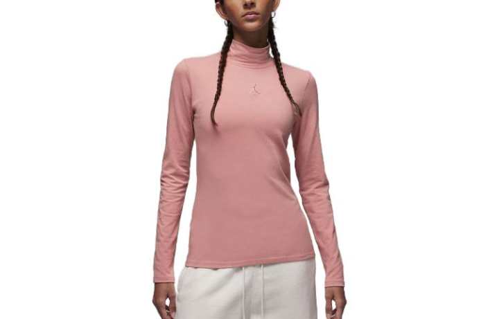 Jordan Jordan T Shirts Women's Pink Turtleneck Moderate Straight Fit