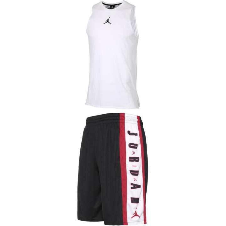 Jordan Jordan Casual Sportswear Men's Clothing Sets White+Black Crew Neck Moderate