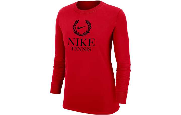Nike Nike T Shirts Women's Red Crew Neck Moderate Straight Fit