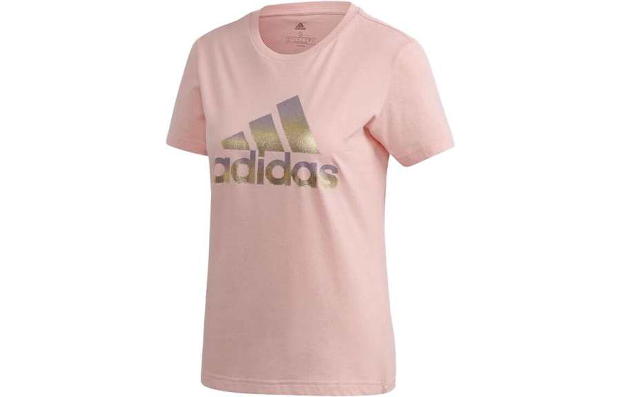 Adidas Adidas T Shirts Women's Pink Crew Neck Moderate Straight Fit