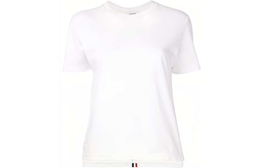 THOM BROWNE THOM BROWNE Rwb Stripe Asymmetric Hem T Shirt