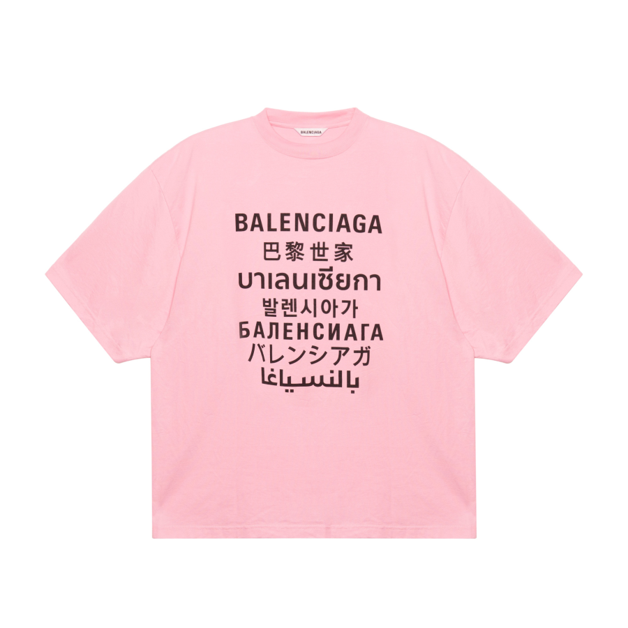 Balenciaga Languages Oversized T Shirt 'Pink/Black'