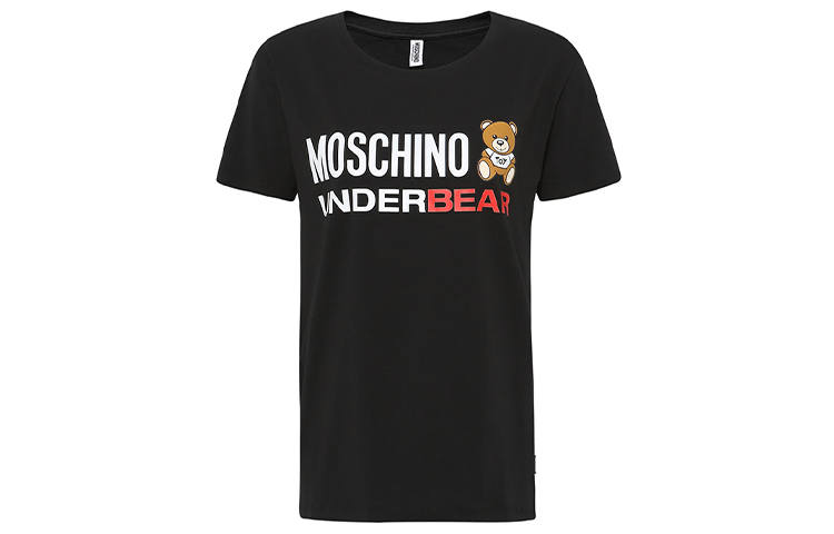 MOSCHINO T Shirts Women's Black Crew Neck Moderate Straight Fit