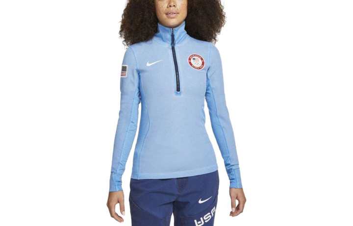 Nike Nike T Shirts Women's Blue Turtleneck Moderate Straight Fit