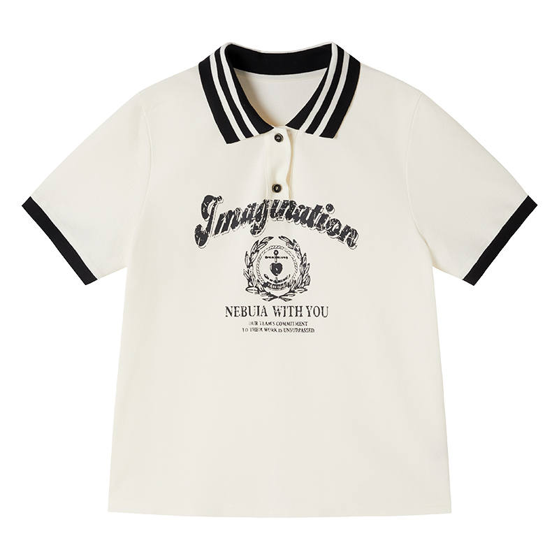XIANGYING Set in Sleeve T Shirt Women's Ecru