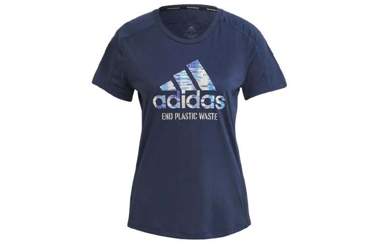 Adidas Adidas T Shirts Women's Navy Blue Crew Neck Moderate Straight Fit
