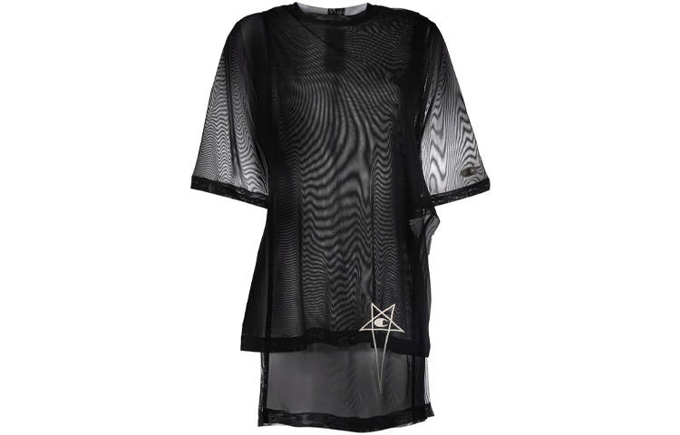 RICK OWENS X Champion T Shirts Women's Black Crew Neck Moderate Straight Fit