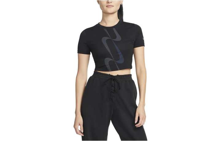 Nike Nike Crop Tops Women's Black Crew Neck Moderate