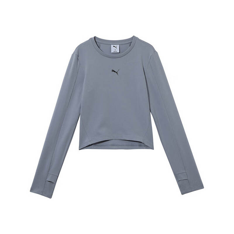 PUMA T Shirts Women's Gray Crew Neck Moderate Straight Fit