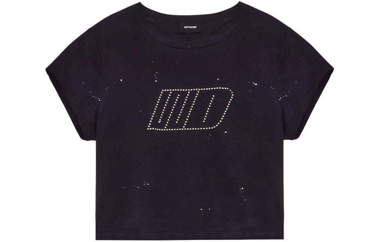 WE11DONE T Shirts Women's Black Crew Neck Moderate Straight Fit