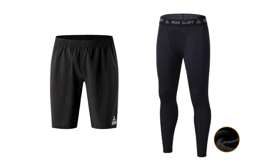 PEAK Fleece Lined Thermal High Rebound Quick Dry Sports Training Fitness Set Men's Black