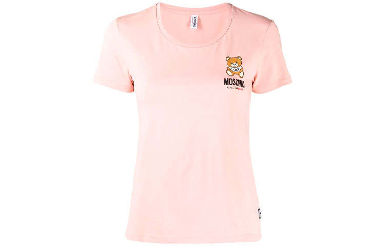 MOSCHINO T Shirts Women's Pink Crew Neck Moderate Straight Fit