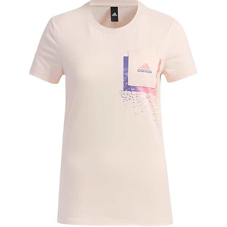 Adidas Adidas T Shirts Women's Pink Crew Neck Moderate Straight Fit