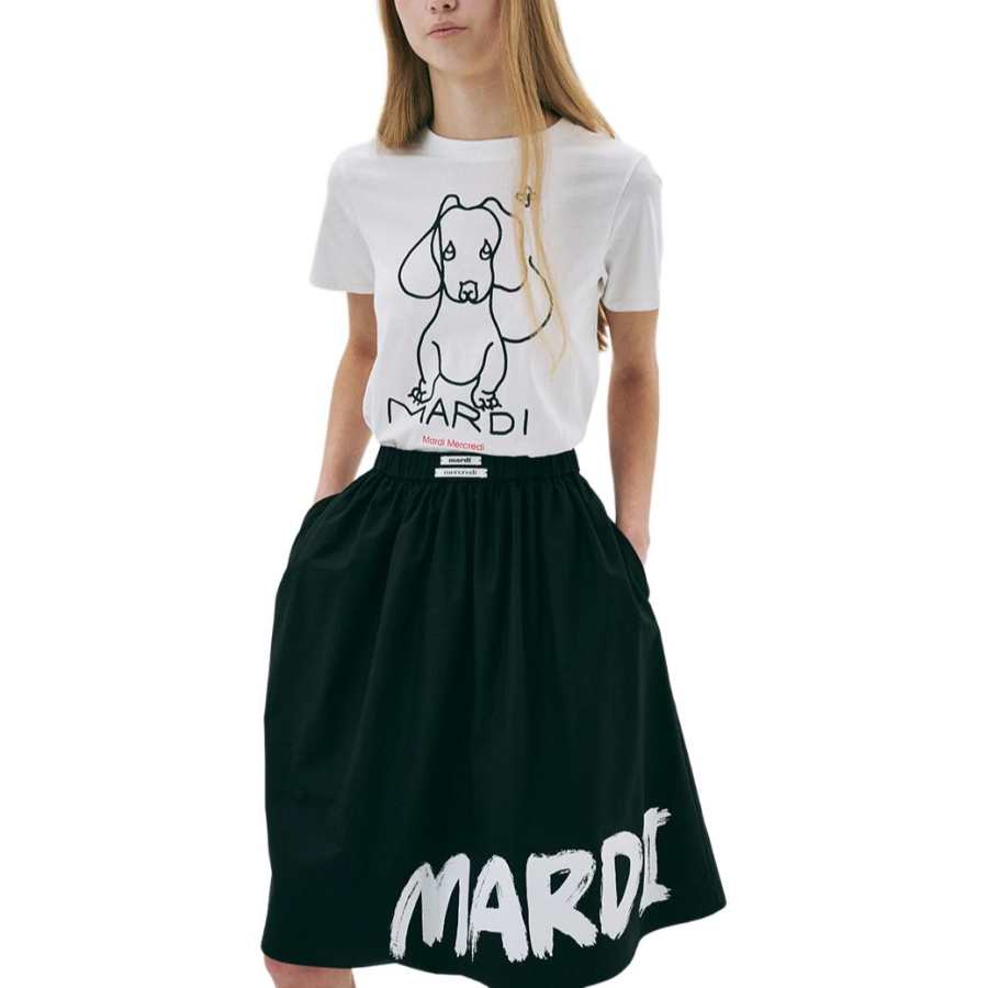 MARDI MERCREDI T Shirt Women's Ivory Black Korean Style