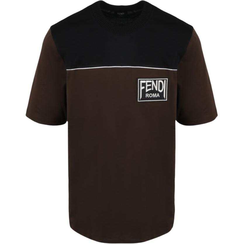 FENDI T Shirts Men's Umber Crew Neck Moderate Straight Fit